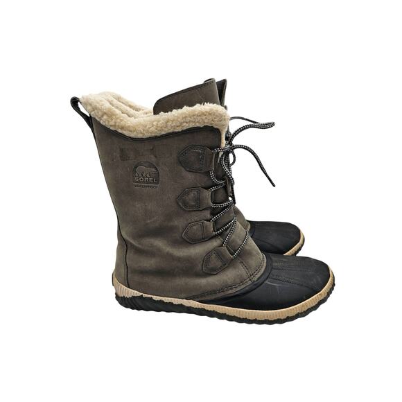 Sorel Womens Sz 10.5 Out N About Plus Tall Waterproof Duck Boot Gray Leather - Picture 4 of 7